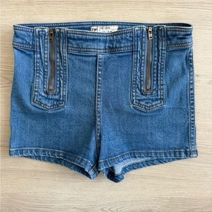 Free People Be Mine Double Zipper Denim Jean Short Shorts Size 26